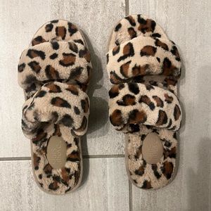Cheetah fuzzy slippers